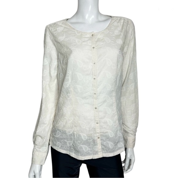 Tommy Hilfiger Embroidered Cream Button Down Shirt - Picture 4 of 9